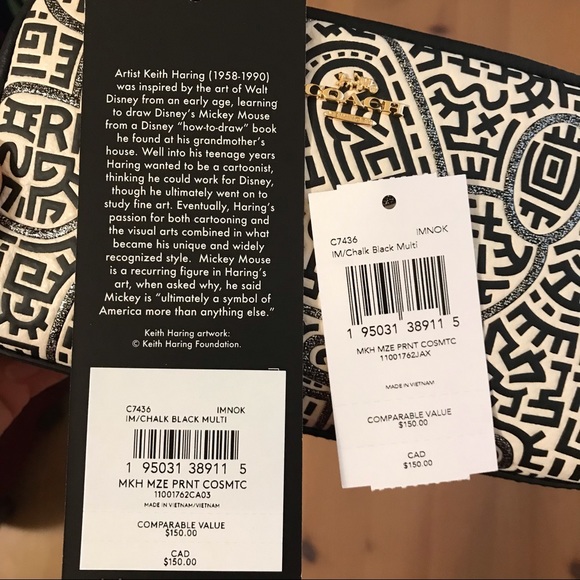 🐭❤️ Coach Disney Mickey Mouse X Keith Haring Small Boxy Cosmetic Case - Picture 10 of 12